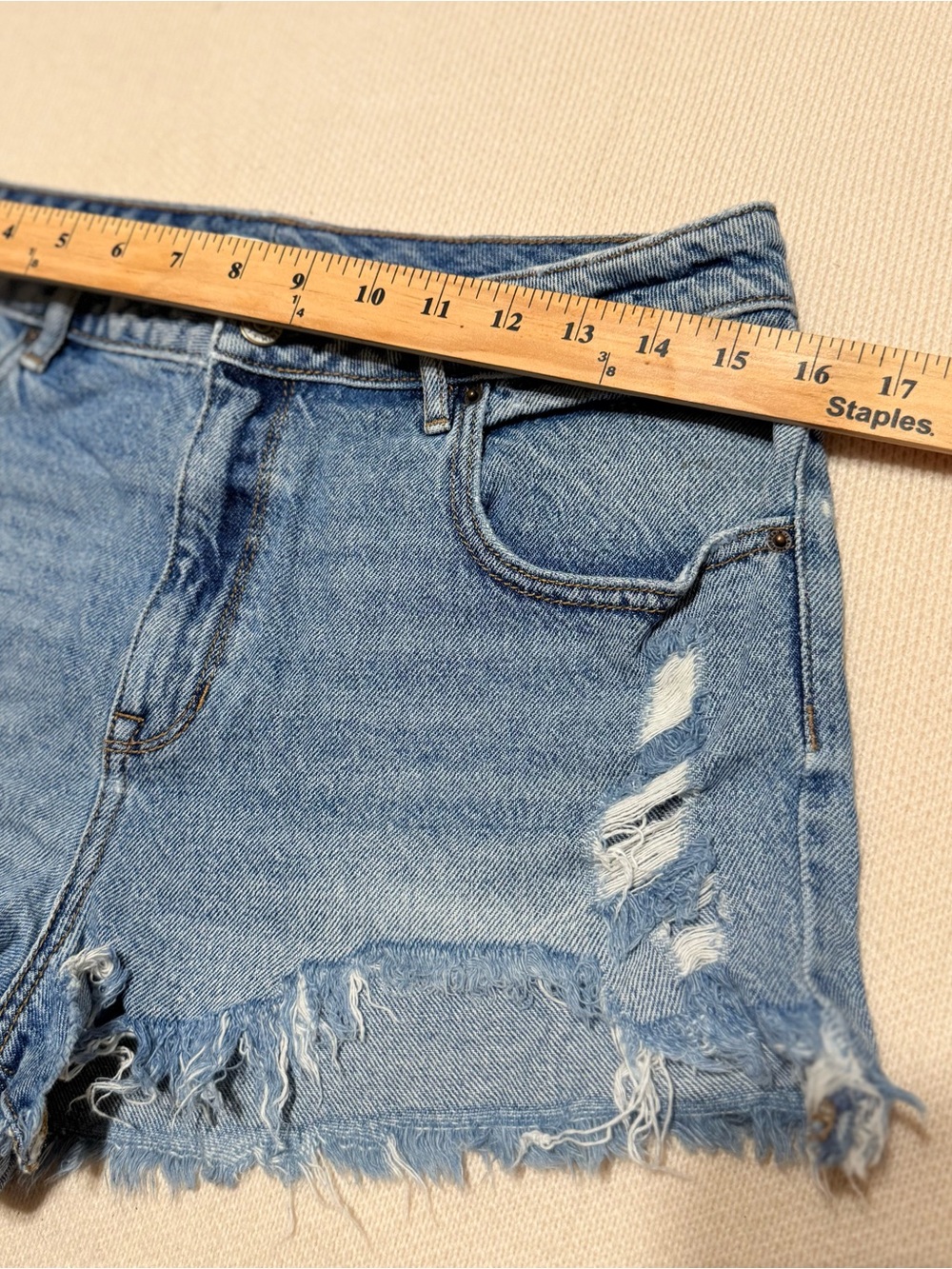 PacSun Blue‎ Distressed Jean Shorts High-Rise size 30 - Picture 8 of 11